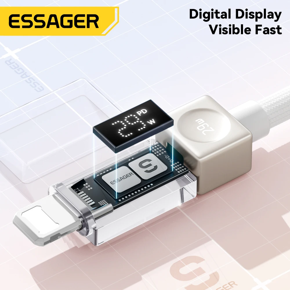 Essager USB C Cable For iPhone 14 13 12 11 Pro Max Xs Digital Display Wire PD 29W Fast Charging Type C To Lighting Data Cord