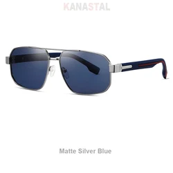 Unisex Polarized Metal Sunglasses - UV400 Protection Anti - Glare Eyewear (Matte Silver Blue)