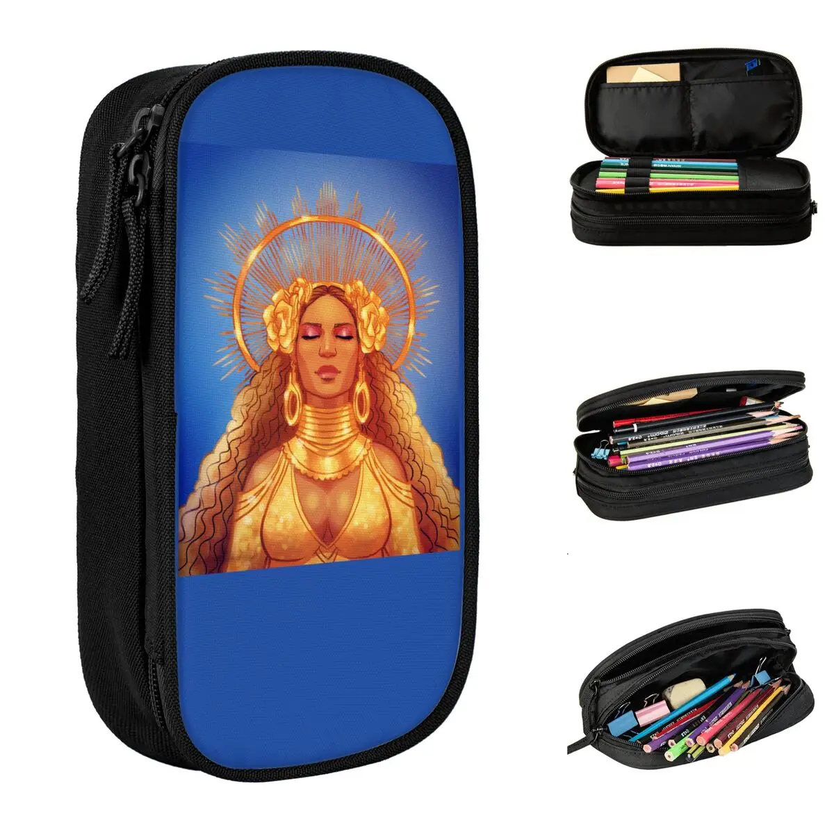 

Large Pencil Case Beyonce Queen Fan Arts School Supplies Double Layer Pencilcase Women Makeup Bag Amazing Gift