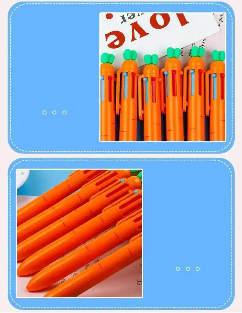6-in-1-Mehrfarbstift, kreativer Karotten-Kugelschreiber, bunter einziehbarer Kugelschreiber für Marker, Schreibwaren – Detail 16