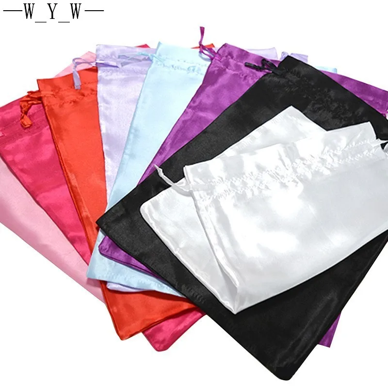 Silk Satin Human Hair Bags With Drawstring for Packaging Human Wigs,Bundles Hair Extensions and Hair Tools silk wig bag