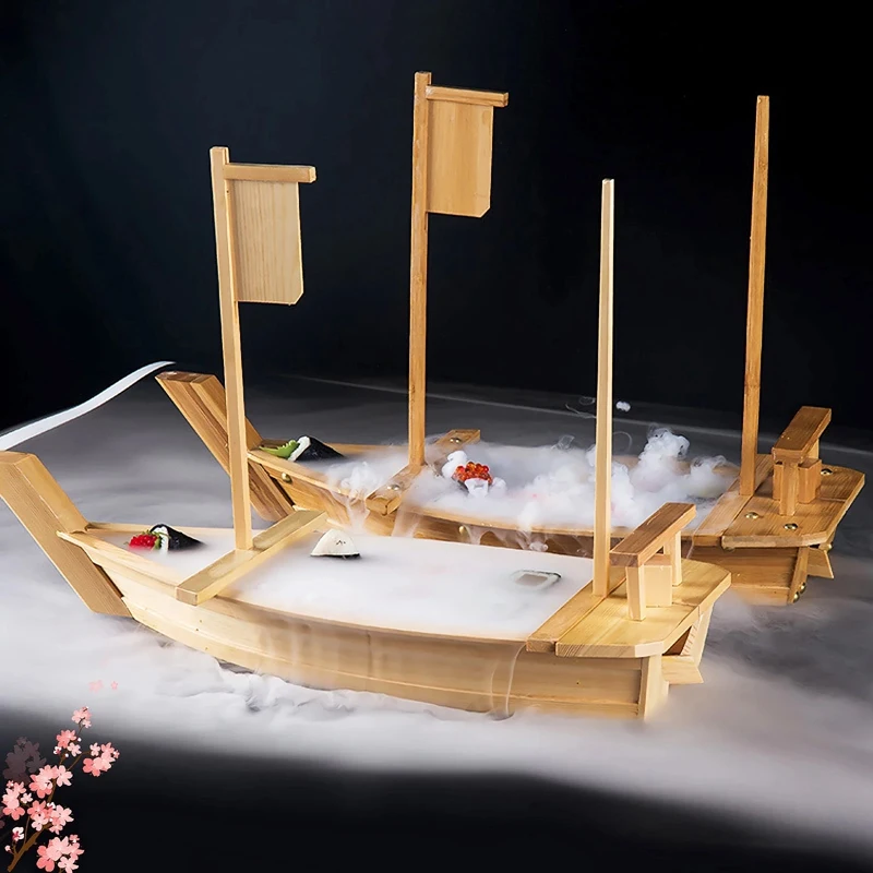 

1Pcs Practical Portable Bamboo Sushi Plate Boat Shaped Plate Practical Snack Tray Food Serving Dish For Restaurant Home