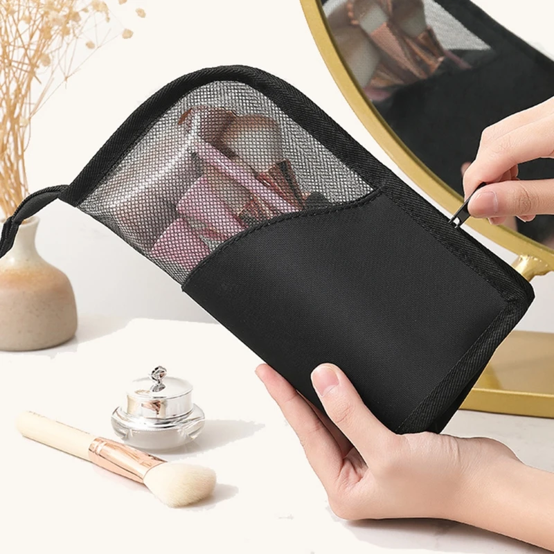 Travel Makeup Brush Bag Portable Cosmetic Brush Holder Organizer Waterproof Stand-Up Makeup Brush Pouch Zipper Toiletry Bag 3