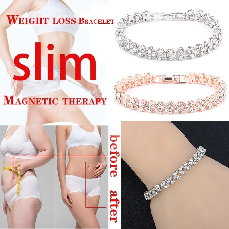 Fashion Women's Crystal Diamond Bracelet Gold and Silver Rose Gold Bracelet Weight Loss Magnetic Therapy Health Jewelry