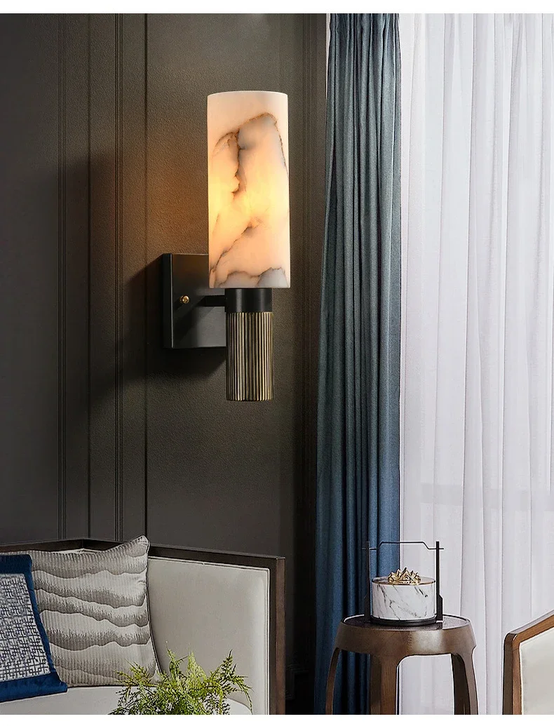 Description Picture 2 of itemChinese Style Postmodern Marble Wall Light ForLiving Room Bedroom Study Aisle Corridor Porch Indoor Lighting Room Decor