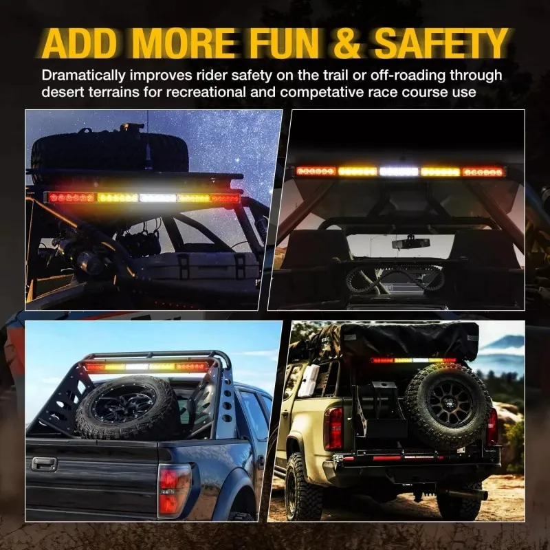 Car Emergency Beacon Lights 12V 16 LED Truck Emergency Strobe Fireman Police Flashing Warning Lights Bar Red Blue Yellow Signal Emergency Light Car Strobe Light
