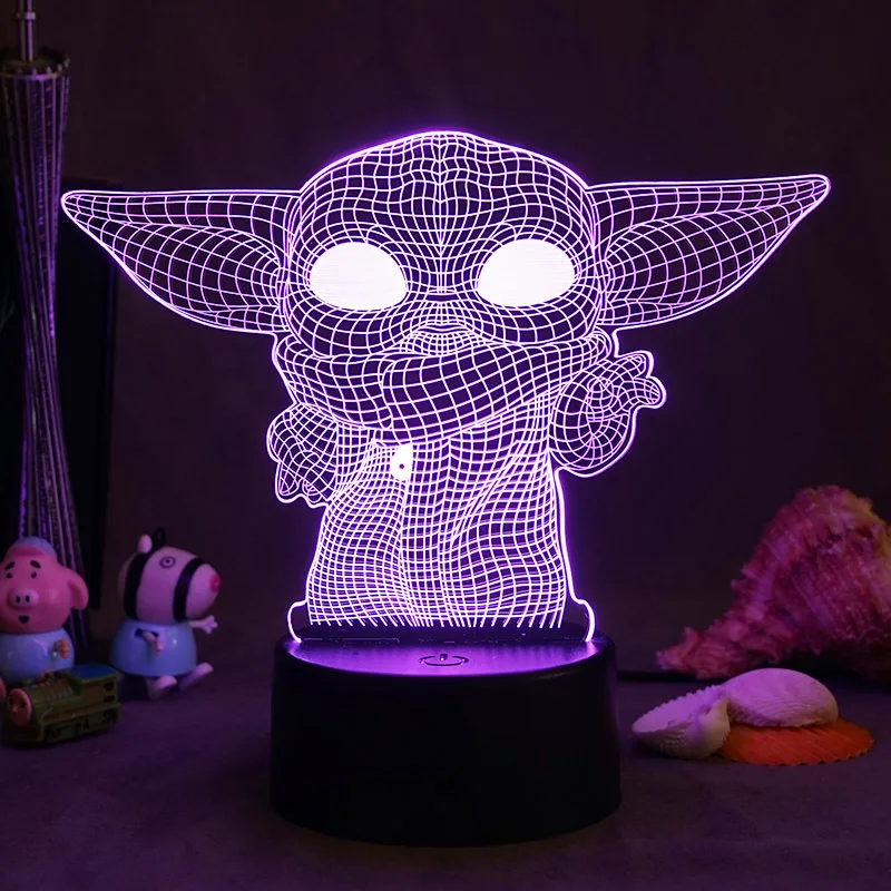 Disney Star Wars Yoda Stitch Creative 3D Piccola Lampada Da Notte Usb Camera Da Letto Lampada Da Comodino Plug-In Led Sleep Light Rgb Night Light Home