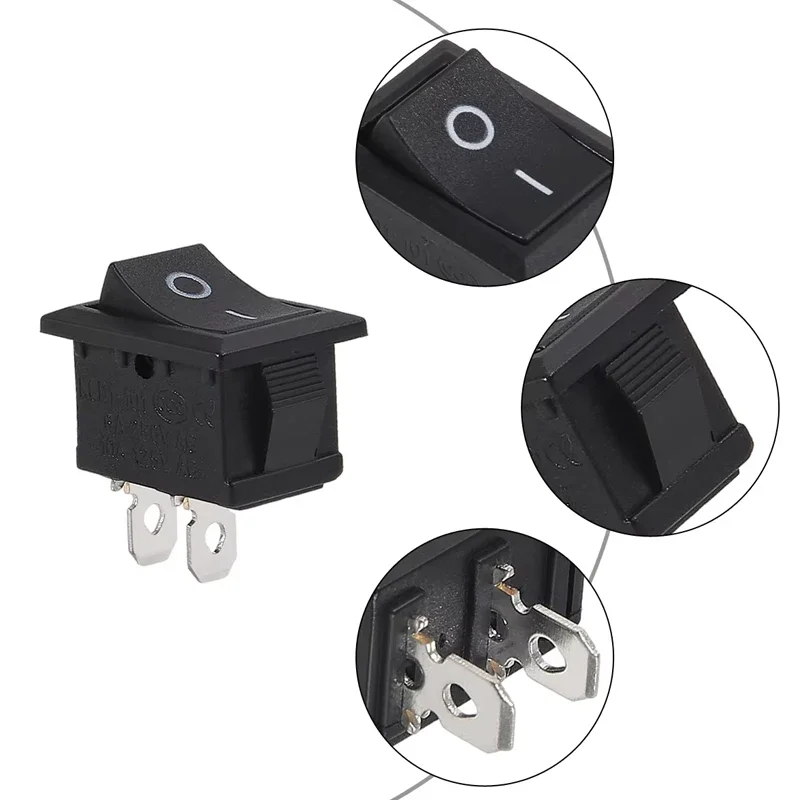 10pcs Snap-in Boat Rocker Switch Toggle Power SPST ON-OFF 2 Pin AC 250V 6A 125V 10A 2 Pin Position Snap Switch Car Auto Boat