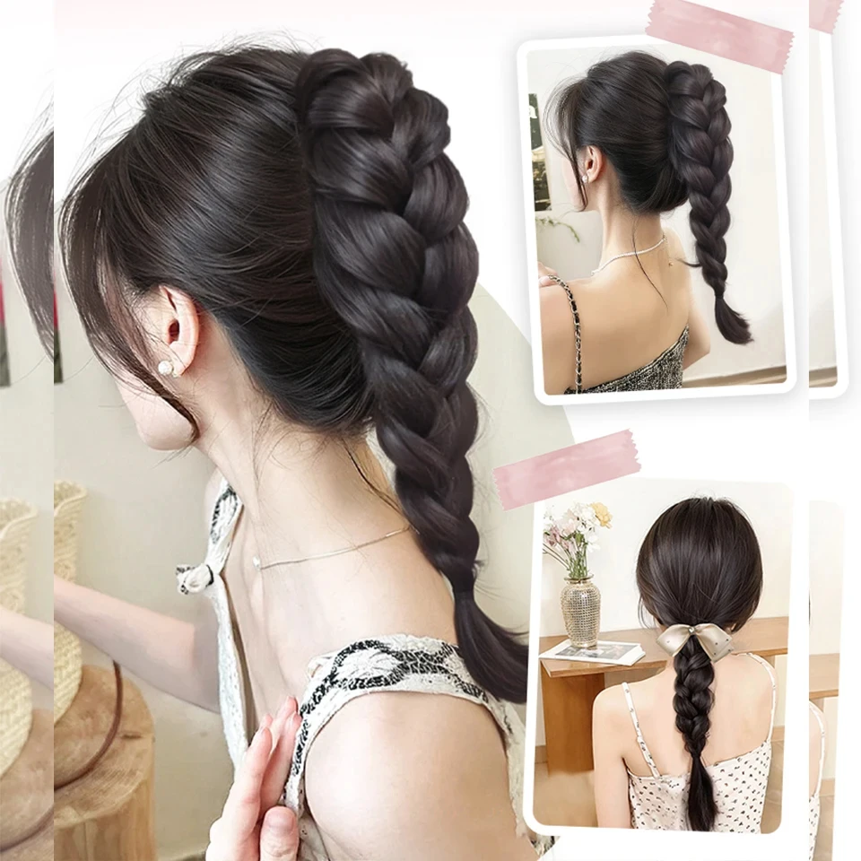 Synthetic Heat Resistant Ponytail Hair Extensions Clip On Braid