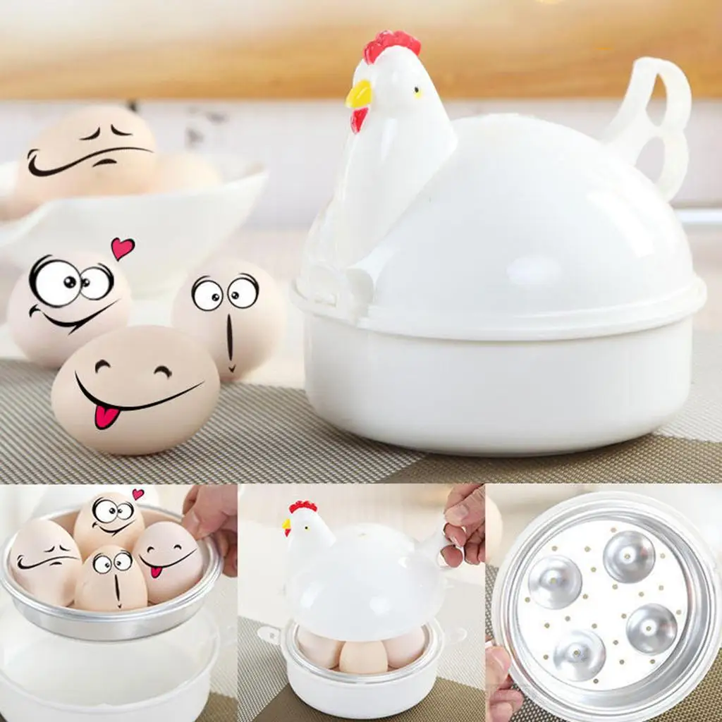 Plastic Microwave 4 Egg Cooker Steamer Kitchen Cooking Boiler Utensil