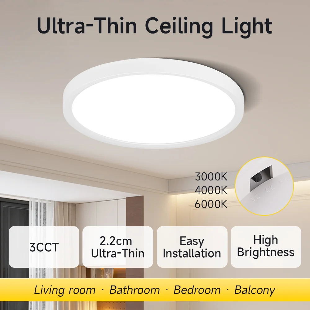 Enhanced Multicolor Dimmable LED Ceiling Lamp with Remote Control
