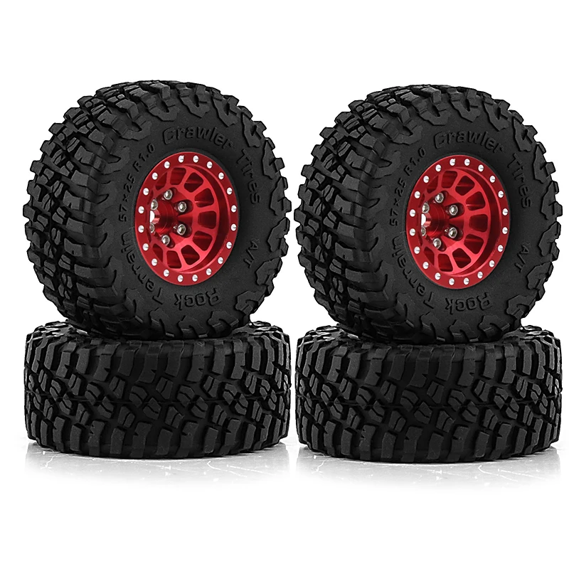 thumbnail image 2 of Aluminum Beadlock RC Wheels For 1/18 1/24 Crawlers - 1.0in Red For TRX4M, SCX24, FCX24 2 of 14