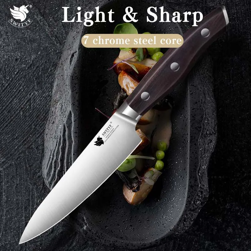 

SWITYF 5‘’ Utility Knife Vegetable Meat Cutting 7 CR Stainless Steel Chef Santoku Cleaver Knives Kitchen Accessory Cooking Tools