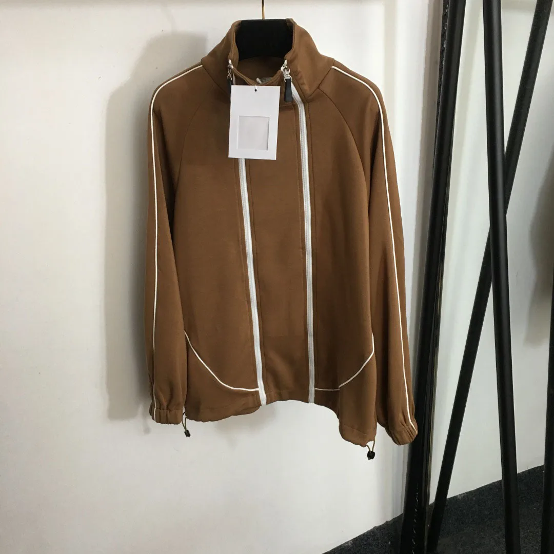 

Novelty Double Zipper High-end Women Turtleneck Jacket Cardigan Luxury Letters Offset Printing Designer Y2k Fashion Tops Coat
