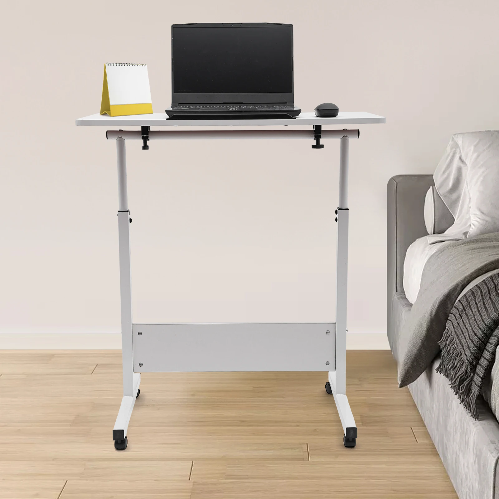 Bedside Desk with Universal Wheel Oversized Table 32-47in Adjustable Height Laptop Portable Study Standing for Dormitory Student 6