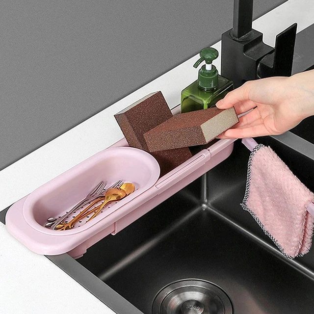 Telescopic Sink Rack Soap Sponge Holder Kitchen Sinks Organizer Adjustable  Sinks