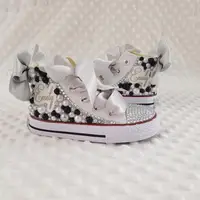 Customized Your Name Original Kid Canvas Shoes Sparkle Rhinestone cow Inspired Baby Girl Handmade Gift Crystal Flats Sneakers 2