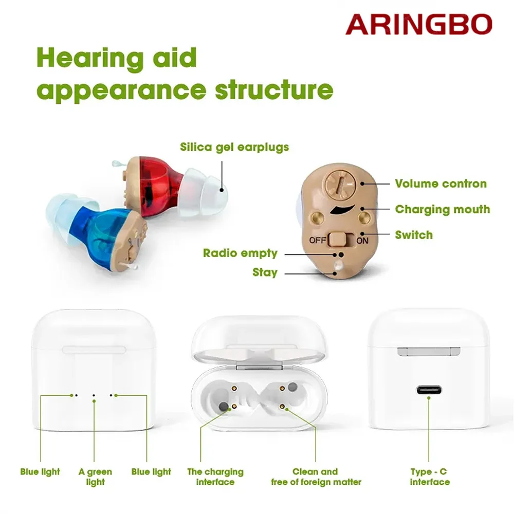 Medical Digital Hearing Aid Rechargeable Deaf The Listening Device Mini Wireless Sound Amplifier Invisible Hearing Aids Headphon hearing aid