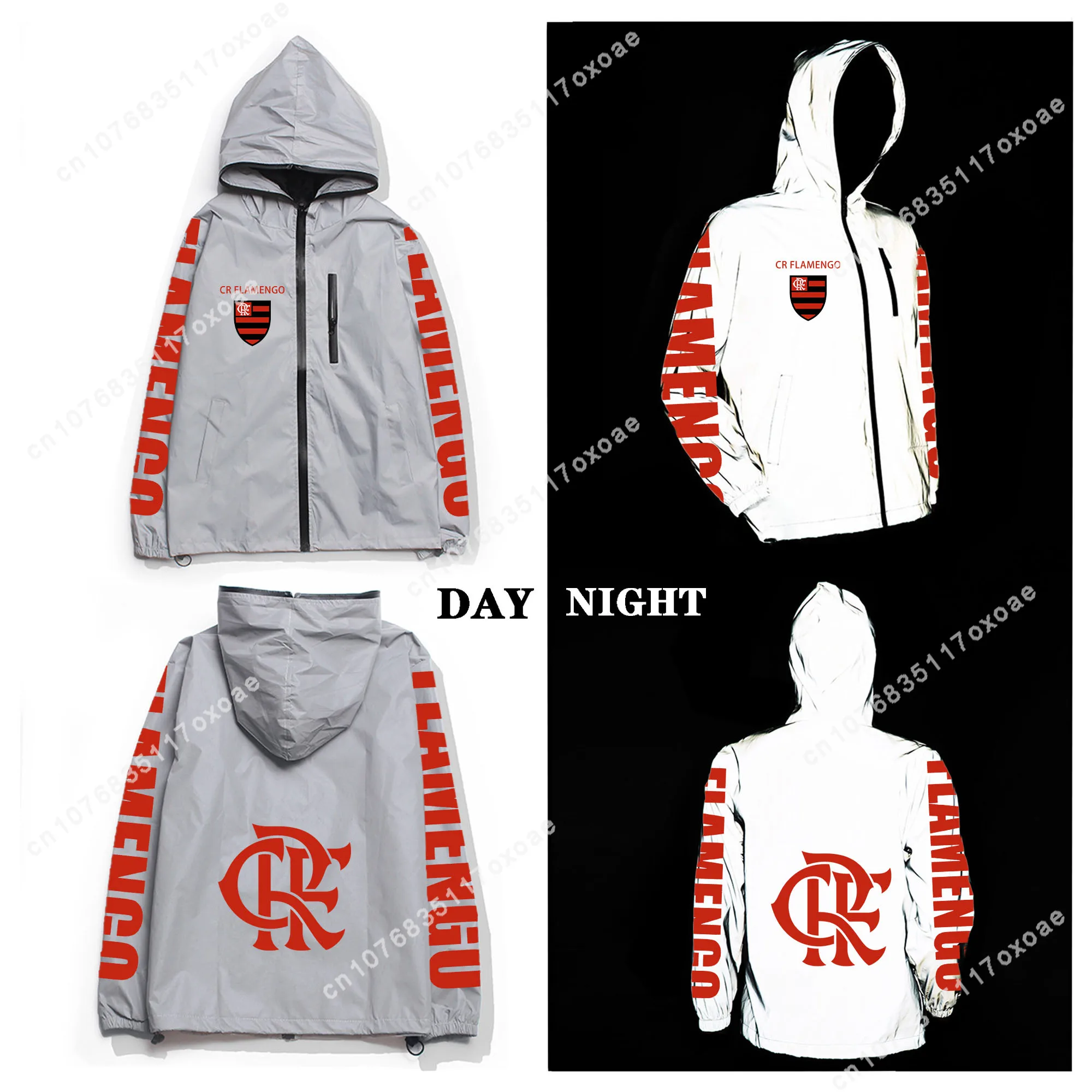 CR Flamengo brazil football Reflective Jacket Mens Women Coat Hooded Windbreaker Run Jackets Cycling Hiking Zipper Custom Hoodie architectural guide brazil