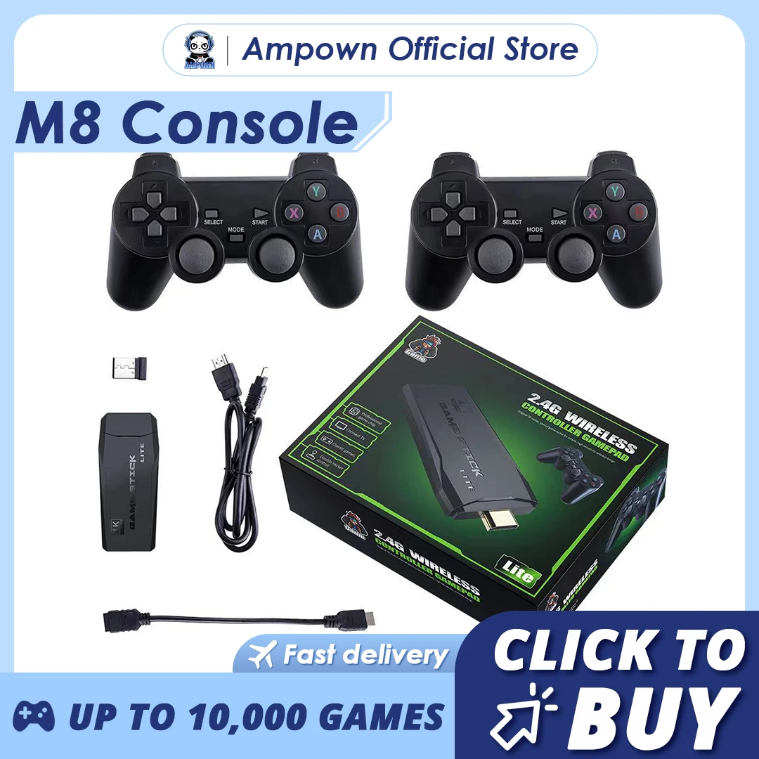 Ampown M8 Console Per Videogiochi 128G Built-In 20000 Giochi Tv Retro Game Emulator Gd10 Lite Game Stick Controller Wireless Regalo Per Bambini