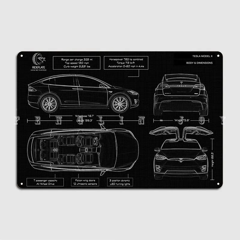 

Tesla Model X Metal Sign Cinema Kitchen Mural Printing Poster Tin Sign Poster