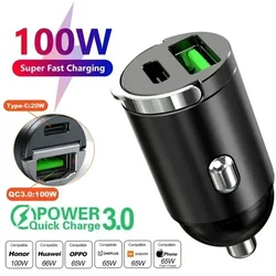 Universal USB Fast Car Phone Charger with Cigarette Lighter Adapter and PD Type - C Port (100W USB Type - c)
