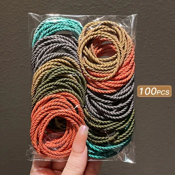 100/200 pz/lotto donne fasce Per Capelli di Colore Solido Elastico Elastico Fascia Per Capelli Fascia Scrunchie Accessori Per Capelli per le donne della ragazza 1