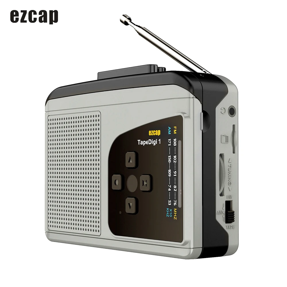 Cassette Tape Player Portable AM FM Radio Cassette Tape-to-MP3 Converter Sound Recorder Built-in Speaker ezcap234