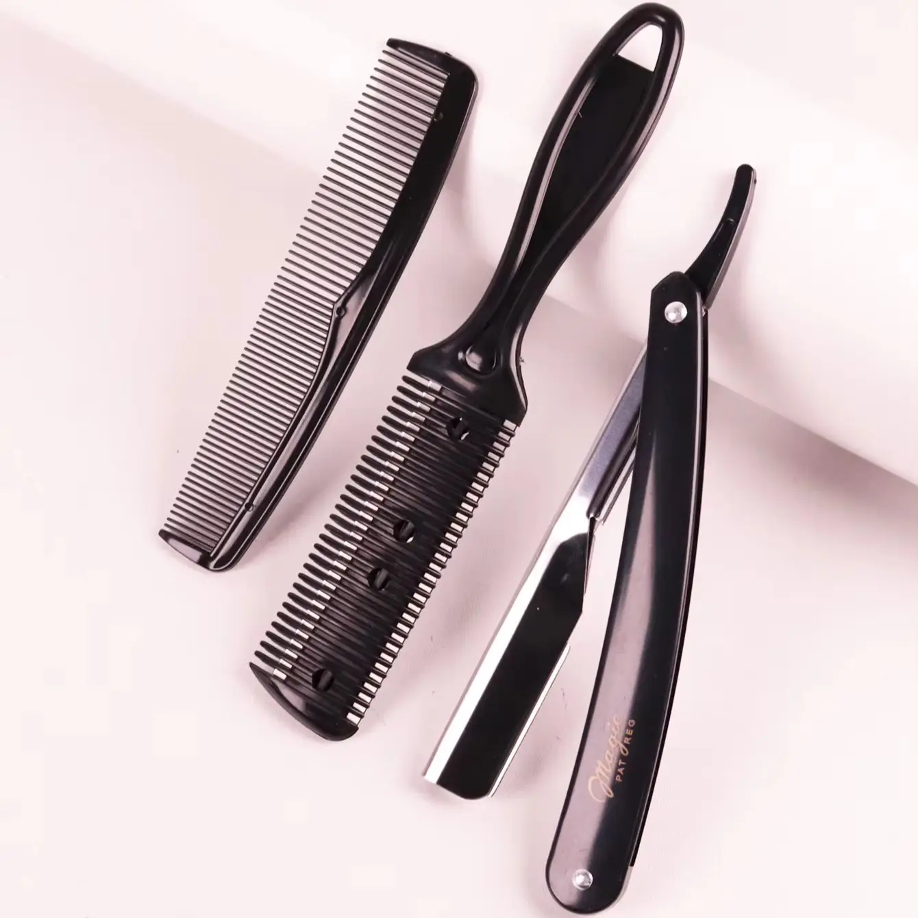Set di strumenti per lo styling dei capelli - rasoio, pettine con rasoio, pettine bifacciale, strumenti per lo styling, speciali per parrucche di capelli veri - immagine 3