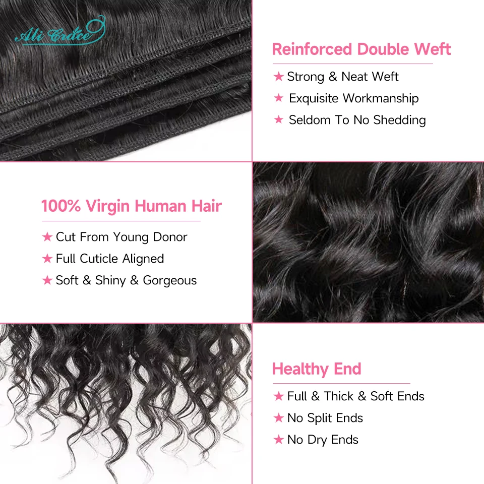 ALI GRACE Hair Brazilian Loose Wave Bundles 1 3 4 Pcs Human Hair Bundles 100% Remy Human Hair Extensions Hair Weaves Bundles 3