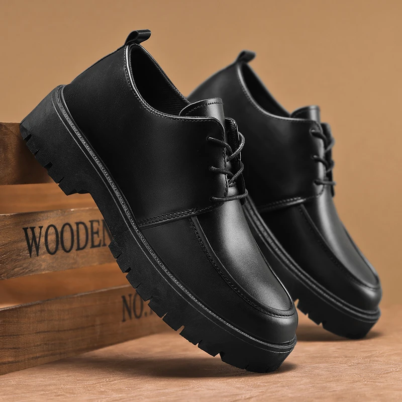 Casual Leather Fashion Perform Thick Sole Mens Shoes Minimalist Shoes Formal Occasions Wide Toe Barefoot Zero Drop