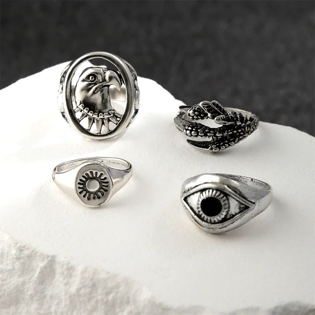 2023 Punk Devil Eye Ring Set For Men Women Trend Eagle Claw Praise