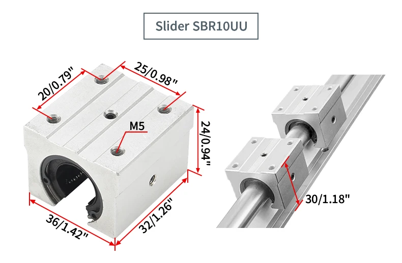 Linearführung 2PCS SBR12 SBR16 SBR20 SBR25 SBR30 SBR35 SBR40 + 4PCS SBR12-40UU Druckplatte Gleitlager CNC Teile 1200-2500mm – Detail 13
