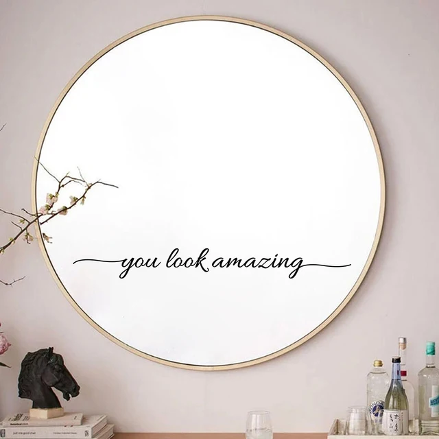 Autocollant miroir en vinyle You Look Amazing, décor de salle de bains, autocollant de citation inspirante, décoration de salle d'essayage de chambre à coucher 1