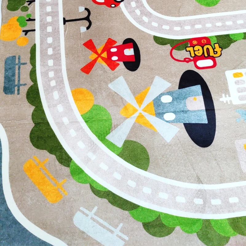 Thickened Flannel Carpet Living Room Children's Bedroom Decoration Floor Rug Cartoon Road Play Mat Soft Tatami Carpets Non-slip 6
