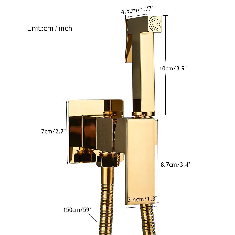 Brass Bathroom Bidet Faucet Black High Pressure Shower Tap Washer Mixer Cold Hot Water Mixer Crane Square Shower Sprayer Head 2