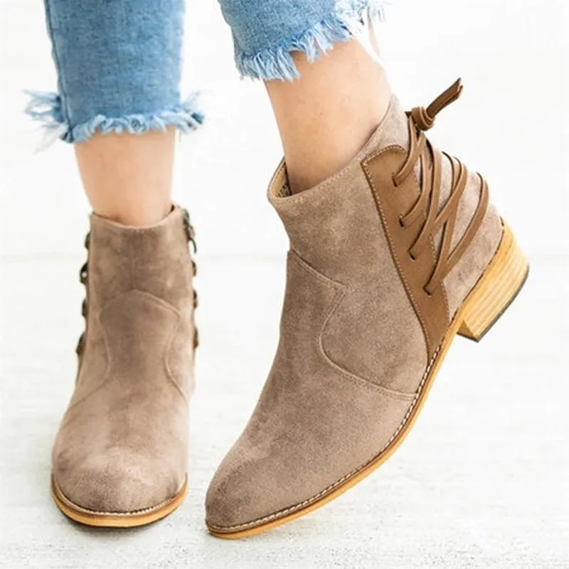 

2023 Autumn/Winter Vintage Ankle Boots Women's Fashion Thick Heel Large Strap Short Boots Women 3543