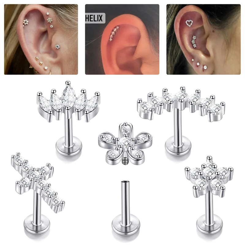 Sfera da 20 g cartilagine dell'orecchio Trago Huggie Helix Chirurgico in acciaio inox piccolo CZ orecchini per uomo e donna piercing bilancieri con chiusura a vite, Metallo, Zirconia cubica