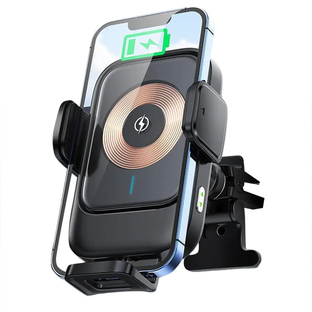 

Car Phone Holder 15w Fast Charge Wireless Charger Smart Sensor Mobile Phone Gps Navigation Support Bracket