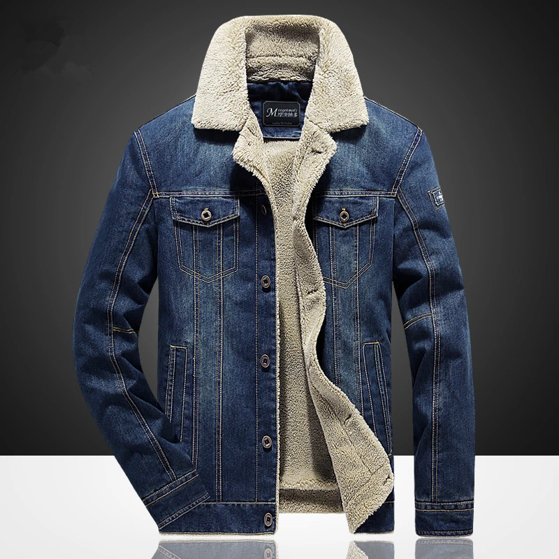 Winter Denim Jacket Men Windbreaker Fleece Thick Warm Men Jackets Outwear Jeans Coat