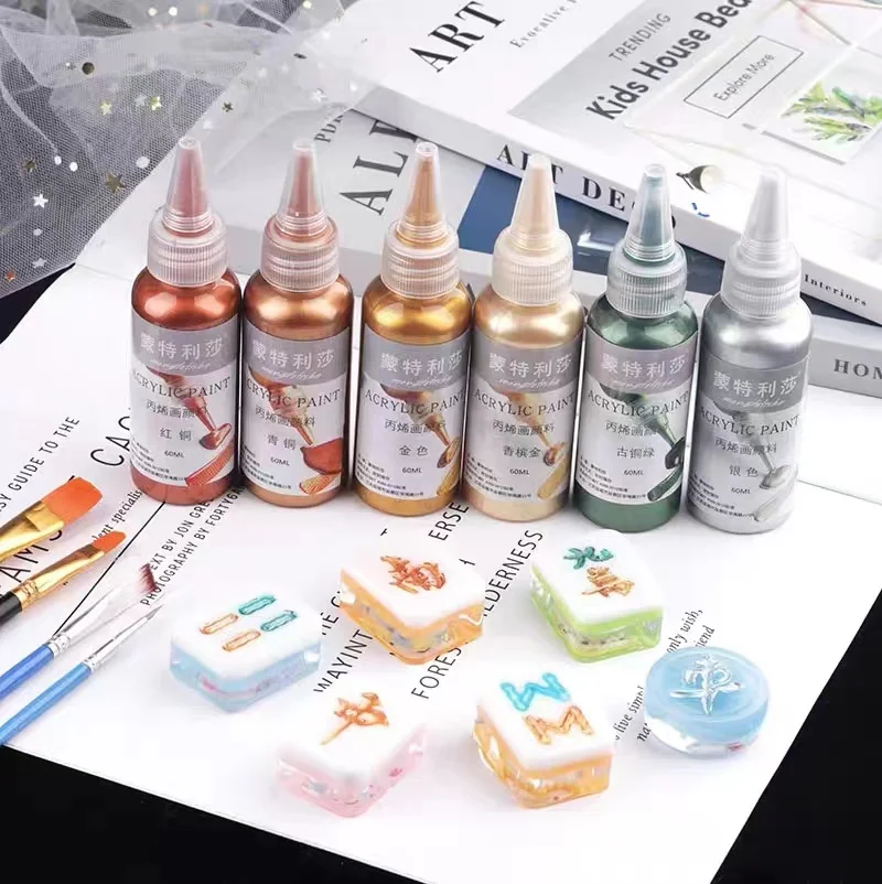 60ml Acrylic Paint Metallic Resin Pigments Gold Silver Copper For Epoxy  Resin Jewelry Making Colorant Diy Epoxy Color Pigment - Resin Diy&silicone  Mold - AliExpress