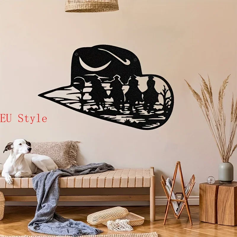 

CIFBUY Cowboy Hat Metal Wall Art Perfect Decoration Farmhouse Room Decor Wall Decor Background Livingroom Bedroom Outdoor deco