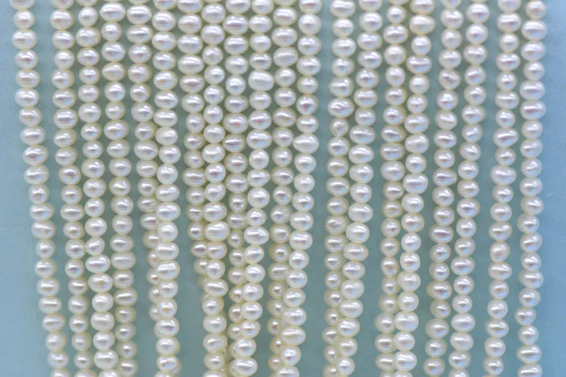 10 주 3-4mm AAA + AA 화이트 라운드 진주 느슨한 구슬,  담수 진주 구슬, 진짜 양식 진주 구슬, 전체 가닥 15
