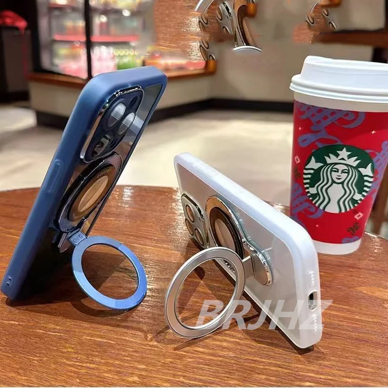 Luxury Magnetic Bracket Case with Stand Holder and Clear Soft Cover
