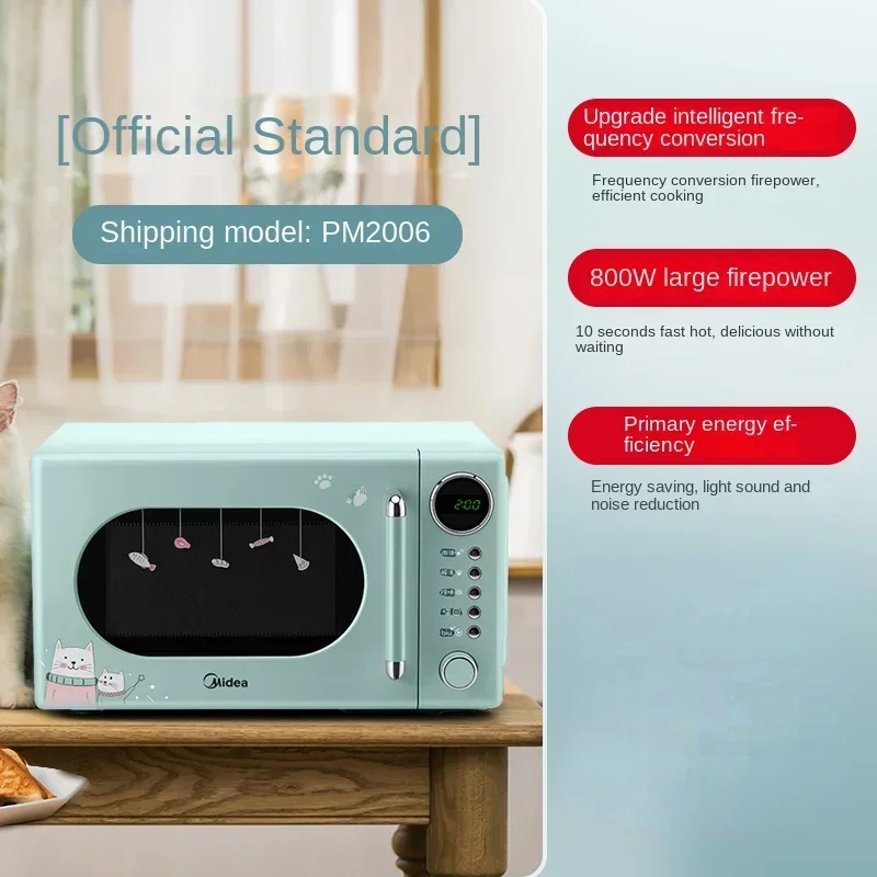 Midea 単機能電子レンジ ホワイト Mideaレトロ電子レンジ、ミニ家庭用電子レンジ、小、220v、2f