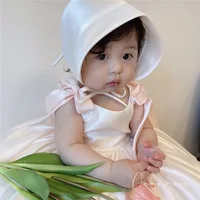 Robe bouffante princesse jupe coréenne ample décontracté blanc Satin solide à la mode doux mignon confortable sans manches Grils enfants 5