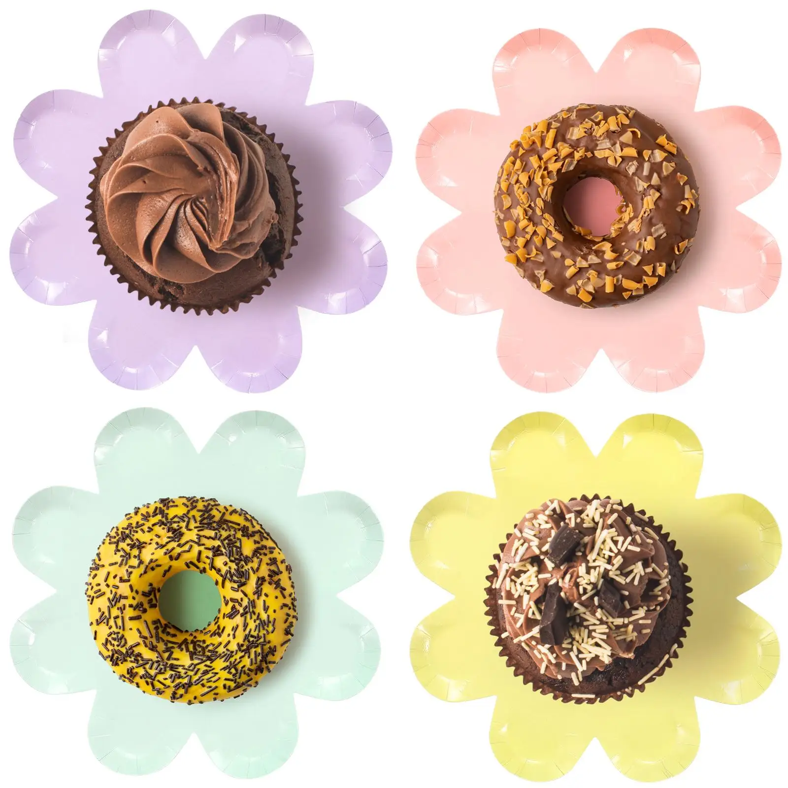 40 Pcs Flower Plate Party Paper Tableware Cake Pan Plates Holiday Dinner Festive Decorate