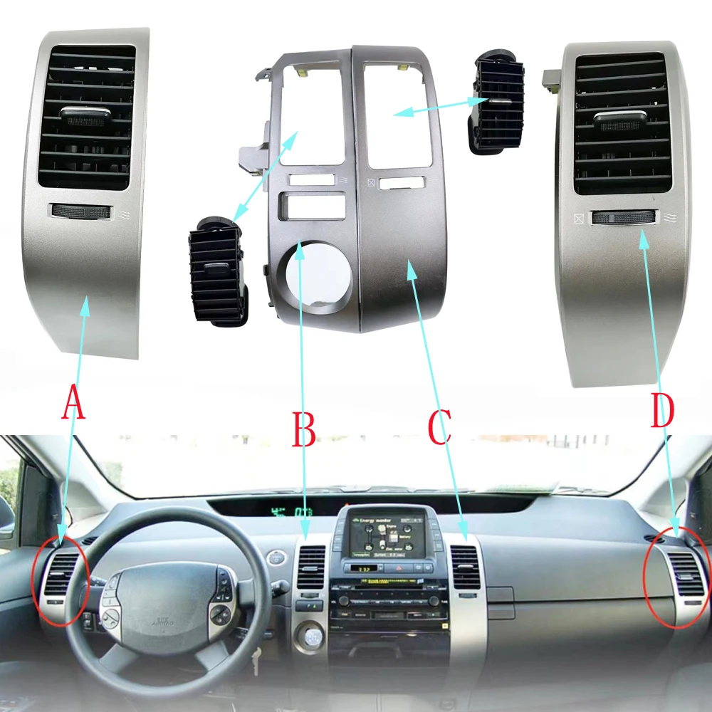 prius cigarette lighter location OE 55670-47060 55680-47020 4-Piece Center Dash Air Vent Trim Panel Set For  2004-2009 Toyota Prius