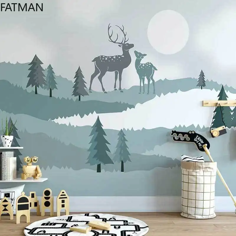Самоклеящиеся обои FATMAN для детской комнаты простой фон в виде лося спальни