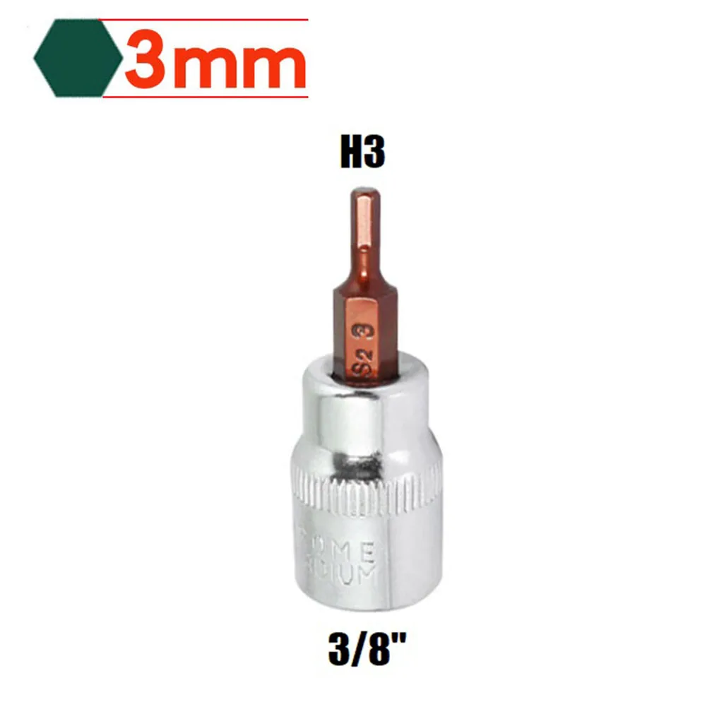 3/8 Vierkantantrieb Steckschlüssel Sechskantschraubendreher Bits H3-10 Chrom-Vanadium-Stahl Sechskant-Ratschenschlüssel für elektrische Schraubenschlüssel – Detail 4